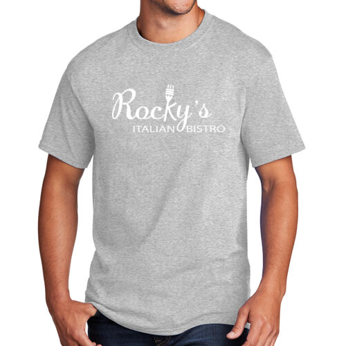 Rocky's Italian Bistro - White Front Print - 1 Color on a Port & Company® - Core Cotton Tee Thumbnail