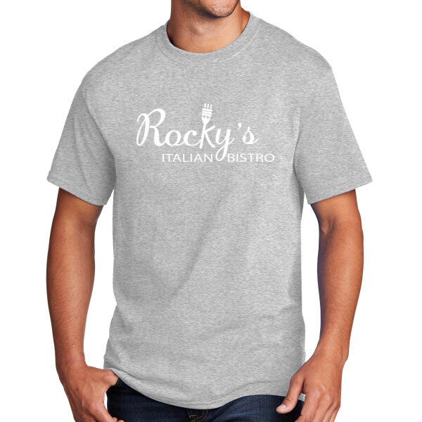 Rocky's Italian Bistro - White Front Print - 1 Color on a Port & Company® - Core Cotton Tee Thumbnail